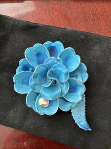 Broche rosa esmaltado vintage de 2 pulgadas - Imagen 1 de 3