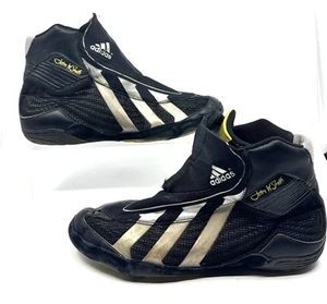 2002 Adidas John Smith Mat Wizard II Wrestling Shoes Size 12 Black Silver READ - Picture 1 of 22