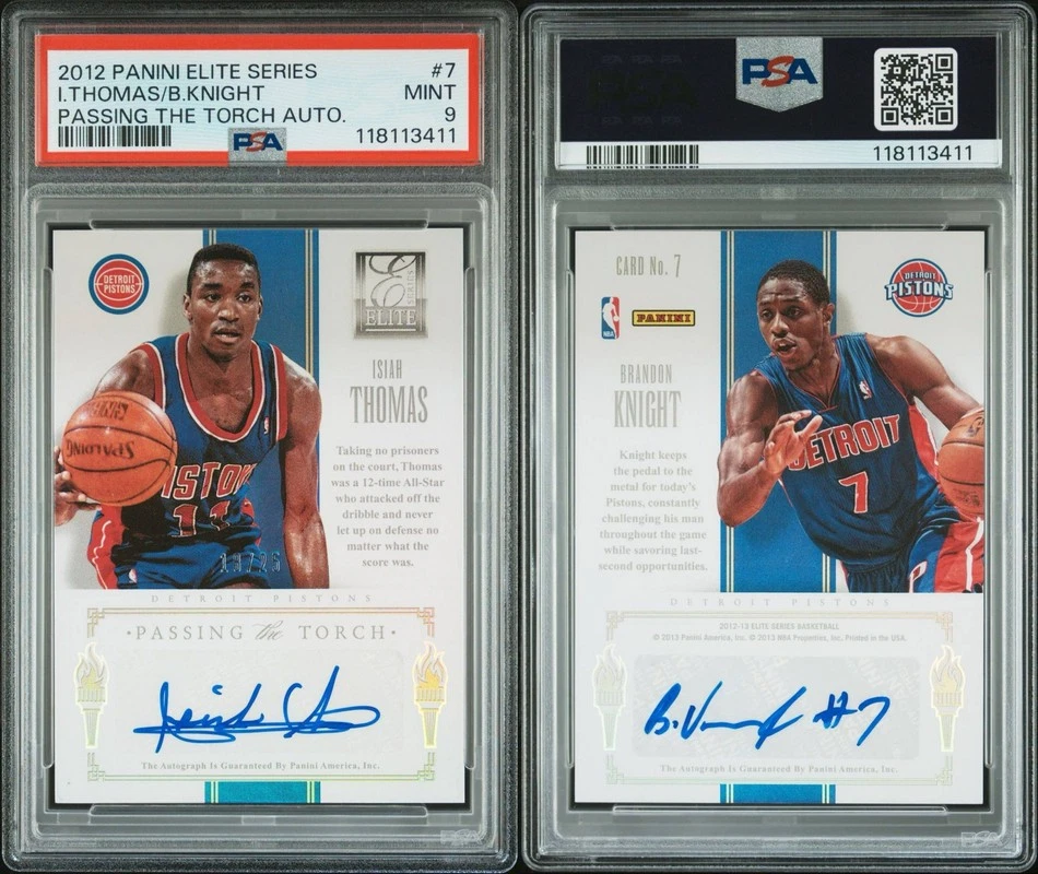 ISIAH THOMAS KNIGHT 2012 ELITE SERIES PASSING TORCH DUAL AUTO PSA 9 POP 1 - Image 1 of 1