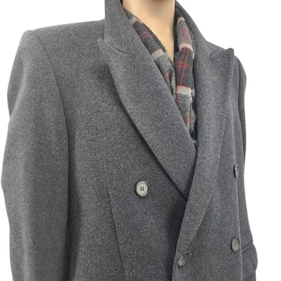 Vintage Paolo Pucci Double-Breasted Gray Cashmere Wool Overcoat, 42R - Image 1 of 4
