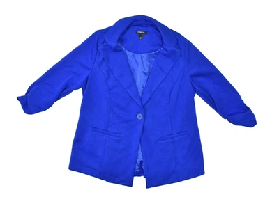 Blazer Torrid Azul Real Botón Frontal Talla Grande 00 Chaqueta Manga Acanalada Poliéster Foto 1 de 4