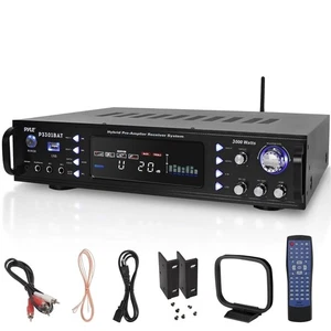 Pyle Hybrid Amplifier Receiver, 3000W / AUX,USB,RCA Inputs - Black P3301BAT - Picture 1 of 9