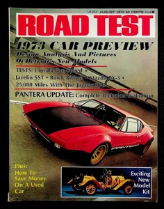 Road Test Magazine AUGUST 1972 Pantera Update, Corolla 5-Speed, Javelin SST - Picture 1 of 3