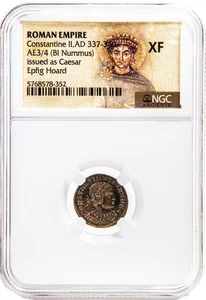 Rare Roman Ae Coin of Constantine II (AD 316-340) - NGC Certified (XF) - Picture 1 of 3