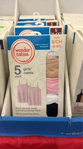 Wonder Nation Youth Girls 5-Pack V-Neck/Scoop Neck Camisole Size s 6x - Picture 1 of 1