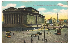 Postkarte Lime Street St Georges Hall Straßenbahnen Szene Liverpool Merseyside England - Bild 1 von 2