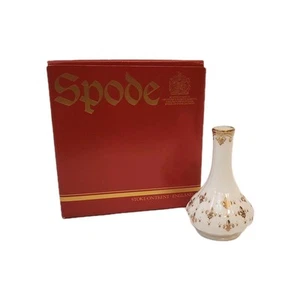 Spode Fleur De Lys Gold White Bud Vase F1647 3.5" Tall England Fine Bone China - Picture 1 of 14