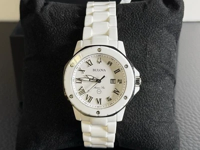 Bulova Marine Star Marc Anthony Ceramic 36mm Quartz Watch White Dial w/Diamonds - Image 1 of 4