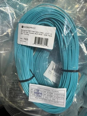 3 pack 25m LC-LC 10Gb OM3 Duplex Multimode 50/125 Fiber Optic Patch Cable - Image 1 of 2