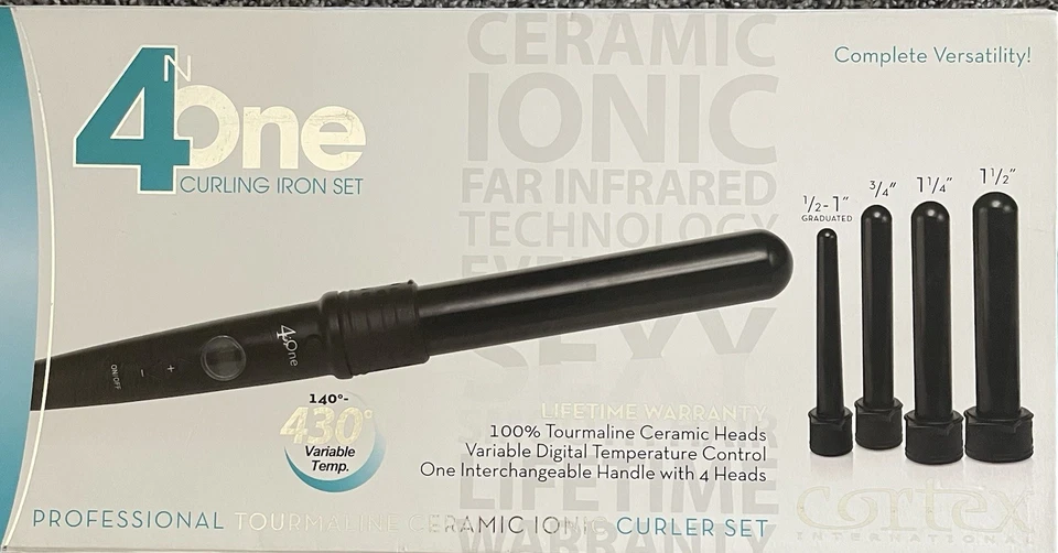 Cortex 4 in 1 Pro Clipless Curling Iron 4 Ceramic Ionic Far Infared Tourmaline - Image 1 of 4