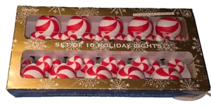 Disney Mickey Mouse Caramelo Rayas Vacaciones Luces Set de 10 Fiesta de Navidad NUEVO - Imagen 1 de 4