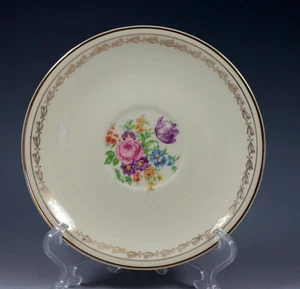 Vintage Paden City Keramik 6 Zoll Untertasse Blumen Lorbeer Blätter Gold Borte Regina? - Bild 1 von 9