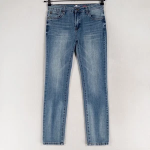 7 For All Mankind Slimmy Jeans Boys 14 Blue 5 Pocket Stretch Lightly Distressed - Picture 1 of 10