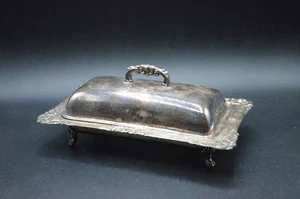 Vintage ANTIQUE Fancy Footed Butter Dish - Picture 1 of 4