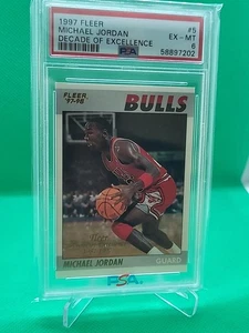 1997 FLEER DECADE OF EXCELLENCE #5 MICHAEL JORDAN PSA 6 🔥🔥 CHAMP🏆🏆🏆🏆🏆🏆🏀 - Picture 1 of 3