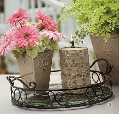 EUC Southern Living Jamestown Wrought Iron Tray with Glass Bottom #40399 #3 - Image 1 of 4