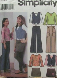 Simplicity 5487 Girls Plus Size 8½-16½ Pants Skirt Knit Top Vest Pattern UNCUT - Picture 1 of 2