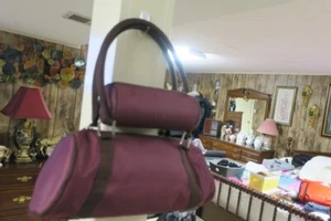 Estee Lauder Women's Makeup travel Bag set Burgundy and suede 14" L X 7" W Nice - Picture 1 of 4