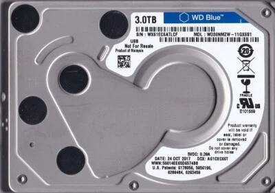 WD WD30NMZW-11GX6S1 s/n: WX61EC  Malaysia 3TB USB 3.0 OCT/ 2017 2.5" HDD C10-16 - Image 1 of 4