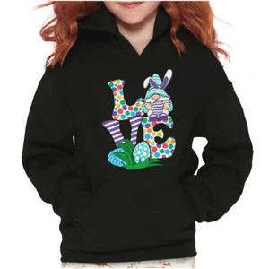 Cute Spring Easter Bunny Gnome Egg Hunt Love Youth Girls Hoodie Sweatshirts Kids - Picture 1 of 7