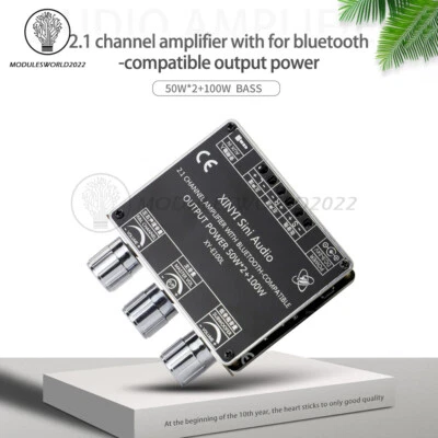 50W*2+100W 2.1 Channel Bluetooth5.1 Power Audio Stereo Subwoofer Amplifier Board - Image 1 of 4