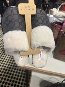 Coach Zena Slipper-CW740 Smoke/Coal/Black Signature Jacquard Size 10 NWT - Picture 1 of 10