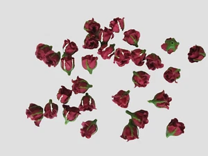 50 weinrote ROSENKÖPFE 2,5x2cm Bastelblüten Kunstblumen Advents Deko Wohnzimmer - Bild 1 von 2
