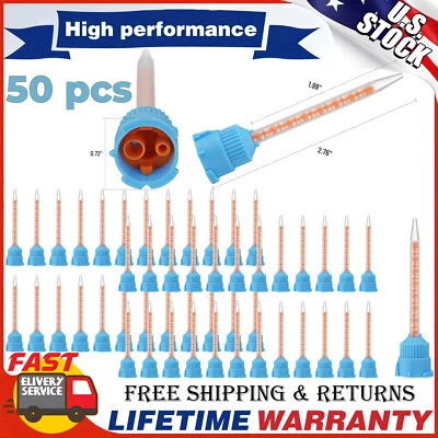 ELABPAL 50x New Blue/Orange Temporary Crown & Bridge Dental Mixing Tips 10:1 Ratio (FDA)