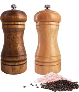 Wooden Salt & Pepper Grinder Set – Adjustable Ceramic Rotor - Picture 1 of 6