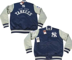 New York Yankees Mens Mitchell & Ness Heavy Weight Satin Snap Jacket Coat $150 - Picture 1 of 10