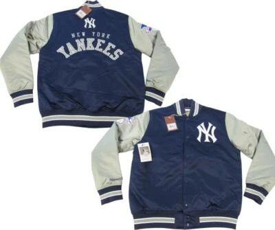 Abrigo chaqueta a presión de satén de peso pesado Mitchell & Ness de los New York Yankees para hombre $150 Foto 1 de 4