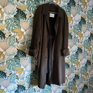 Bill Blass Vintage Mens Trench Coat Classic Zip Lining Brown Jacket 40 SHT EUC - Picture 1 of 10