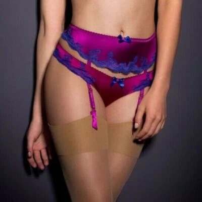 Agent Provocateur Molly Purple Silk Suspender AP2 Small NWT - Image 1 of 4