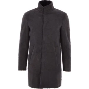 ARMANI COLLEZIONI Grey Shearling Mutton Leather Jacket Coat IT48 / M - Picture 1 of 10