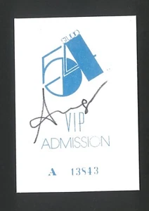 signed ANDY WARHOL - STUDIO 54 VIP ADMISSION PASS 1980's - SEQUENTIALLY NUMBERED - Picture 1 of 4