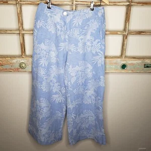 Metro Style Linen wide leg pants with floral embroidery size 12 - Picture 1 of 10