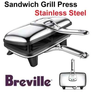 Breville Sandwich Press Jumbo Stainless Steel Toasted Jaffle Maker Cut Sealing - Picture 1 of 9