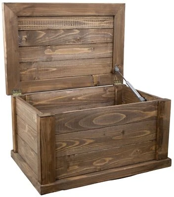 KISTENKOLLI ALTES LAND Cassapanca in legno massiccio UK marrone scrigno del tesoro scatola per giocattoli scatola portaoggetti