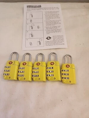 5 Yellow Combination Luggage Locks TSA  Suitcase Padlock 3 Digit Luggage Code - Image 1 of 4