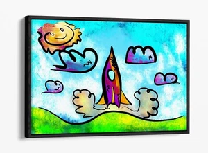 COLORIDA DECORACIÓN DE DORMITORIO DE ARTE PARA NIÑOS - EFECTO FLOTANTE LONA IMPRESIÓN DE PARED ARTE - Imagen 1 de 12
