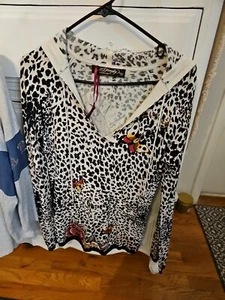 Ed Hardey Hoodie Cheetah Pullover Medium - Picture 1 of 4
