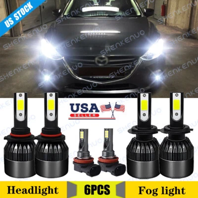 Faro LED 9005 H7 bombillas + luz antiniebla H11 6x para Mazda 3 2004-2006 Mazda3 Foto 1 de 4
