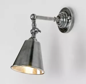 ** Pre Order UTOPIA WALL LIGHT WITH METAL SHADE ANTIQUE SILVER Due 28 May 25 - Picture 1 of 3