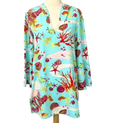 Túnica Natori Natación Encubrimiento con Capucha Manga Larga Coral Arrecife Océano Estrella de Mar Talla XS Foto 1 de 4