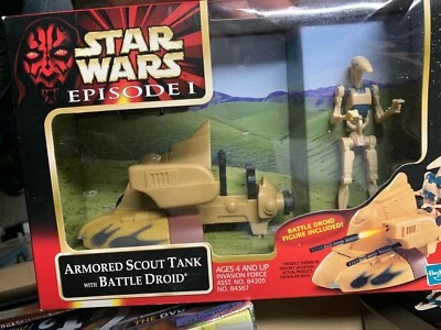 Figura de acción Hasbro Star Wars Episodio I tanque explorador blindado con droide de batalla sin usar, en caja Foto 1 de 4