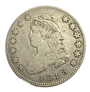1818 25c Capped Bust Silver Quarter Dollar Fine Philadelphia  - Picture 1 of 6