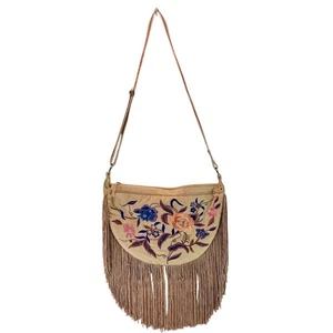 Bolso Bandolera LaBellum By Hillary Scott Bordado con Cuentas Floral Flecos NUEVO - Imagen 1 de 8
