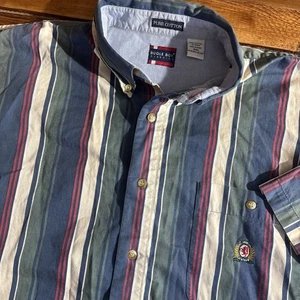 Camisa Clásica Vintage Bugle Boy Para Hombre 2XL Multicolor Rayas Botón Logo XXL - Imagen 1 de 7