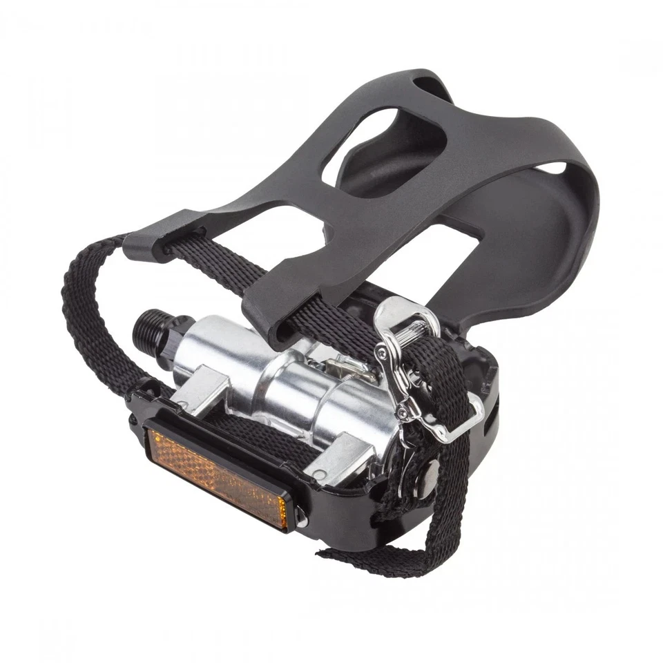 Sunlite Alloy SPD Training Bike Pedals with Toe Clips/Straps Chromoly Spindle S1 - Image 1 of 3