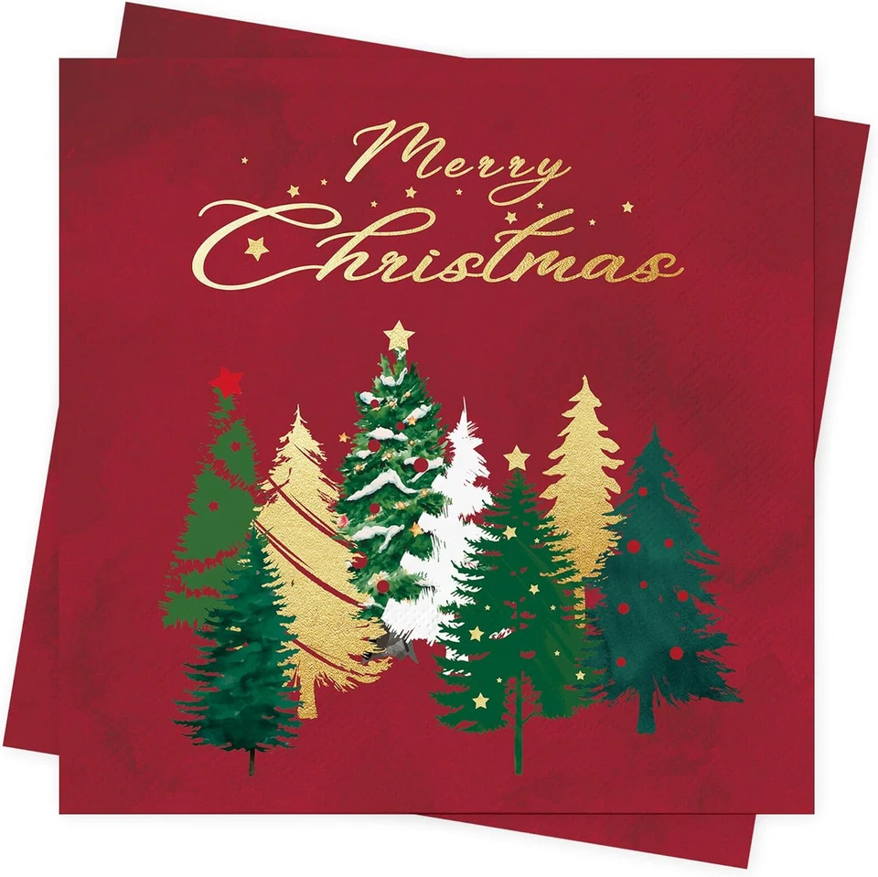 Tovaglioli Di Carta Natalizi, Decorazioni per La Tavola, 40 Tovaglioli Rossi, To - Immagine 1 di 4